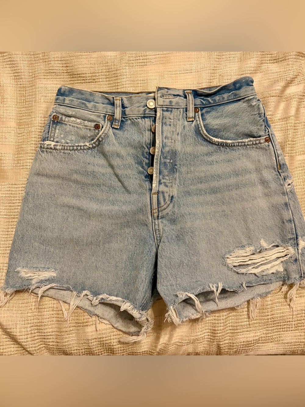 AGOLDE Light Wash High-Rise Denim Shorts SIZE 26